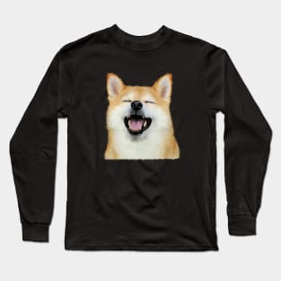 Cute Smiling Shiba Inu dog, Shiba Lover Long Sleeve T-Shirt